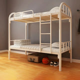 Wood Slat White Iron Headboard and Footboard Bunk Bed Image - 10