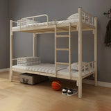 Wood Slat White Iron Headboard and Footboard Bunk Bed Image - 19