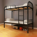 Wood Slat White Iron Headboard and Footboard Bunk Bed Image - 2