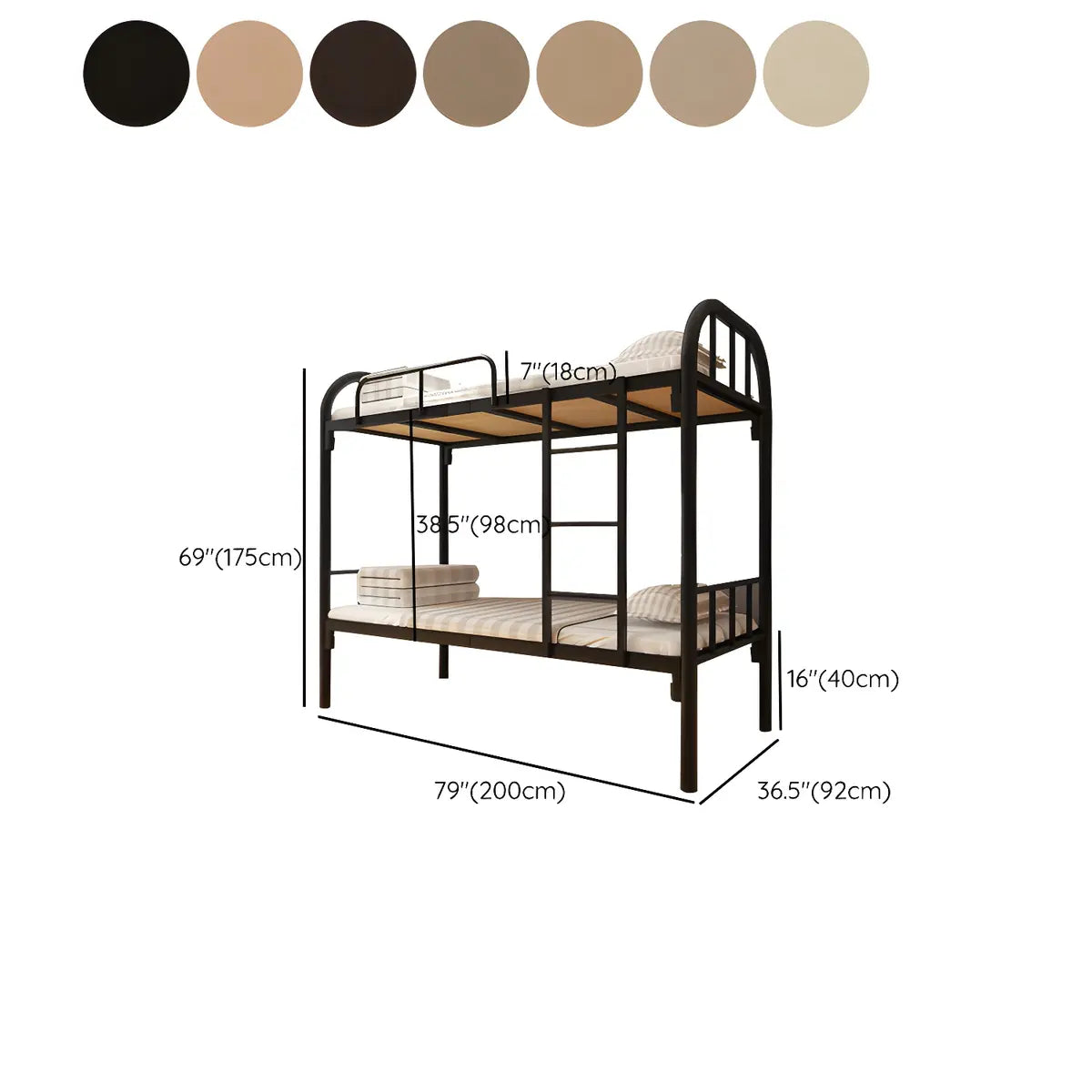 Wood Slat White Iron Headboard and Footboard Bunk Bed 