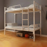 Wood Slat White Iron Headboard and Footboard Bunk Bed Image - 4