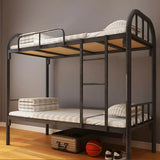 Wood Slat White Iron Headboard and Footboard Bunk Bed Image - 5