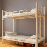 Wood Slat White Iron Headboard and Footboard Bunk Bed Image - 7