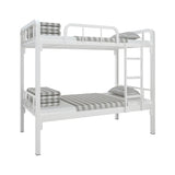 Wood Slat White Iron Headboard and Footboard Bunk Bed Image - 9