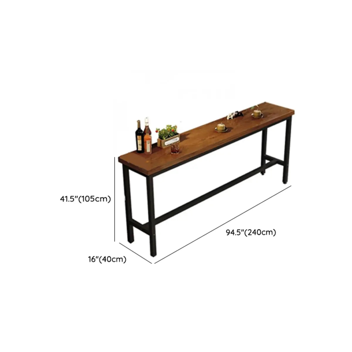 Wood Top Brown Backless Seat Metal Bar Height Dining Set 