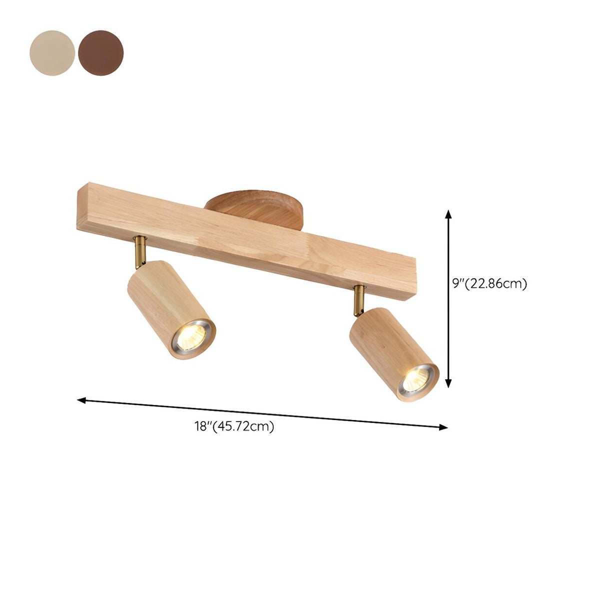 Wood Track Adjustable Semi-Flush Mount Lamp 5-Spotlight 