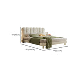 Wood Tufted White Queen Slat Bed with Nailhead Trim Image - 10