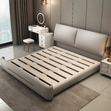 Wood Upholstered Grey King Panel Bed with Lift Up Storage Image - 5