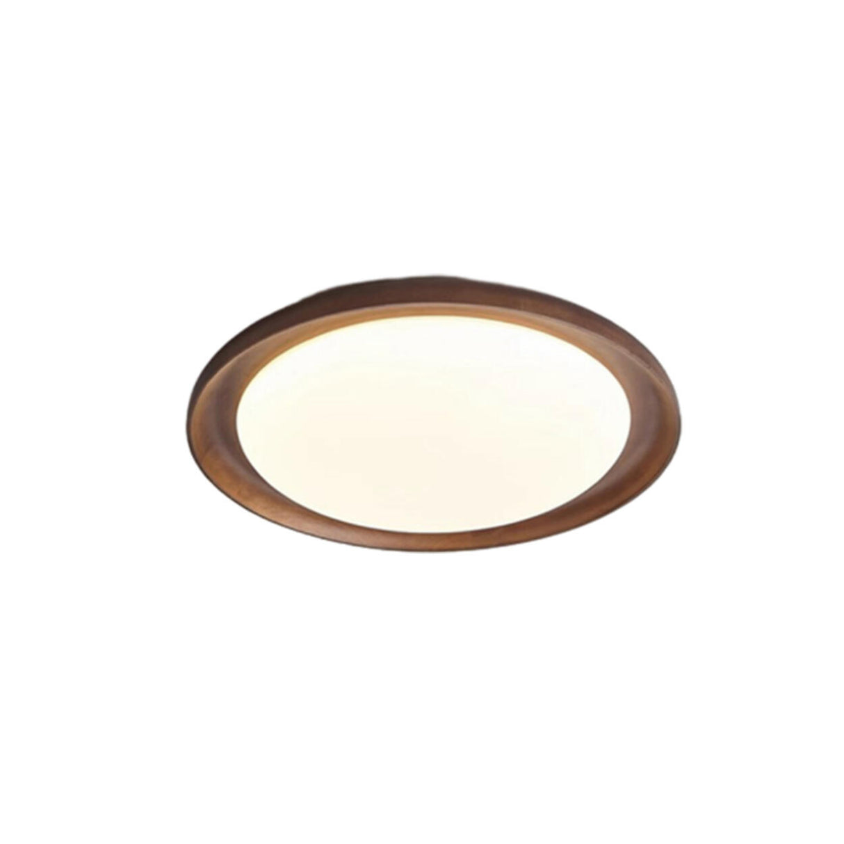 Wood White Circular LED Flush Mount Ceiling Light Image - 10