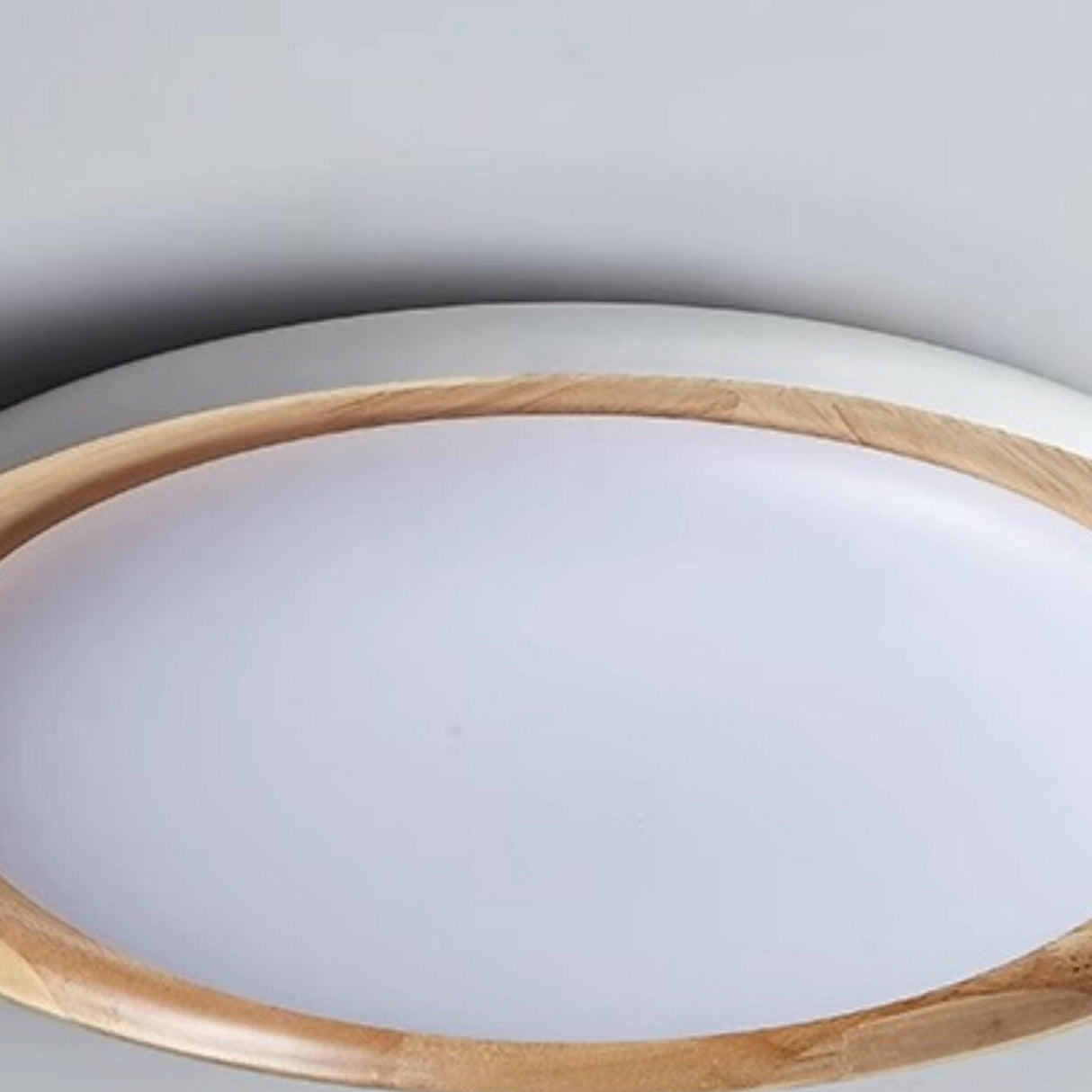 Wood White Circular LED Flush Mount Ceiling Light Image - 14