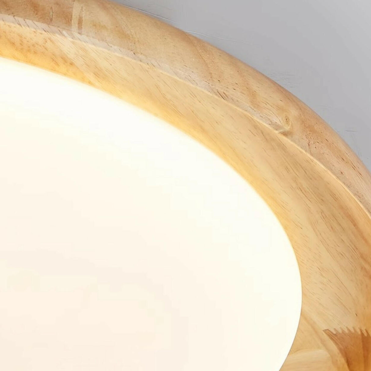 Wood White Circular LED Flush Mount Ceiling Light Image - 20