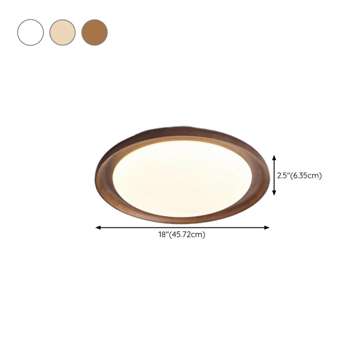 Wood White Circular LED Flush Mount Ceiling Light Image - 26