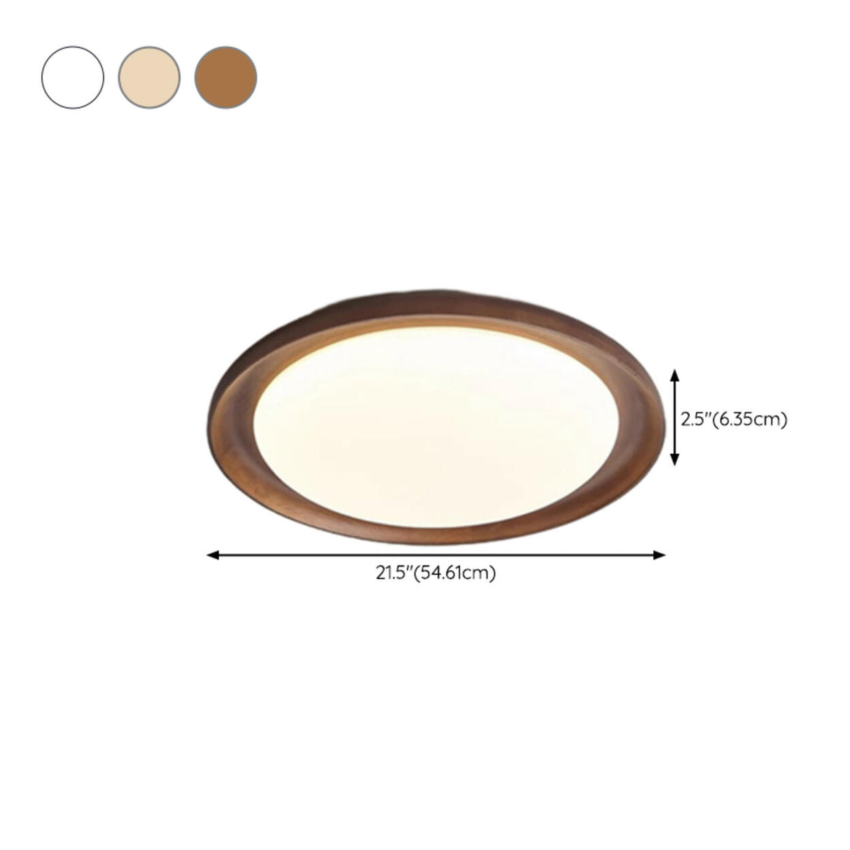 Wood White Circular LED Flush Mount Ceiling Light Image - 27