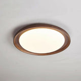 Wood White Circular LED Flush Mount Ceiling Light Image - 6