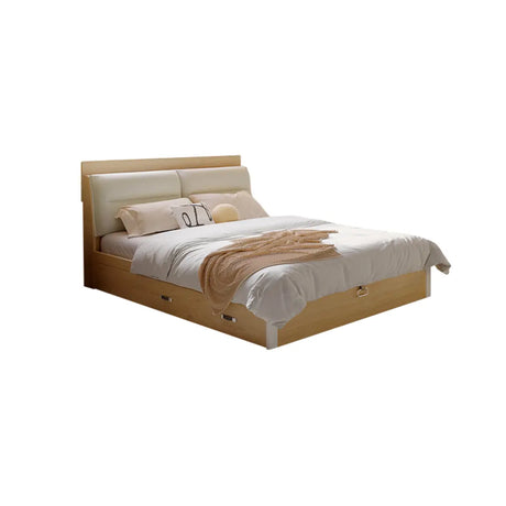 Wood White Headboard Queen Storage Bed with Drawers Image - 2