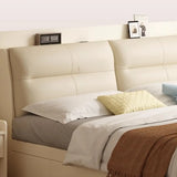 Wood White Headboard Queen Storage Bed with Drawers Image - 9