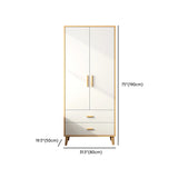 Wood White Large Wardrobe with Shelves and Drawers Image - 17