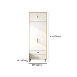 Wood White Large Wardrobe with Shelves and Drawers Image - 21