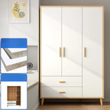 Wood White Large Wardrobe with Shelves and Drawers Image - 5