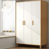 Wood White Large Wardrobe with Shelves and Drawers Image - 6