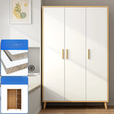 Wood White Large Wardrobe with Shelves and Drawers Image - 7