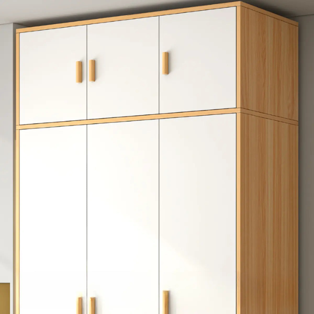 Wood White Large Wardrobe with Shelves and Drawers Image - 8