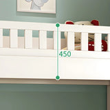 Wood White Storage Bunk Bed with Mattress and Guardrail Image - 12