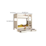 Wood White Storage Bunk Bed with Mattress and Guardrail #size