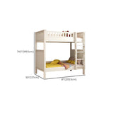 Wood White Storage Bunk Bed with Mattress and Guardrail Image - 23