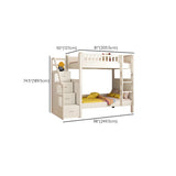 Wood White Storage Bunk Bed with Mattress and Guardrail Image - 25