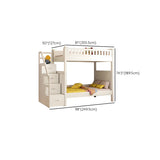 Wood White Storage Bunk Bed with Mattress and Guardrail Image - 28