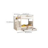 Wood White Storage Bunk Bed with Mattress and Guardrail Image - 30