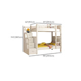 Wood White Storage Bunk Bed with Mattress and Guardrail Image - 34