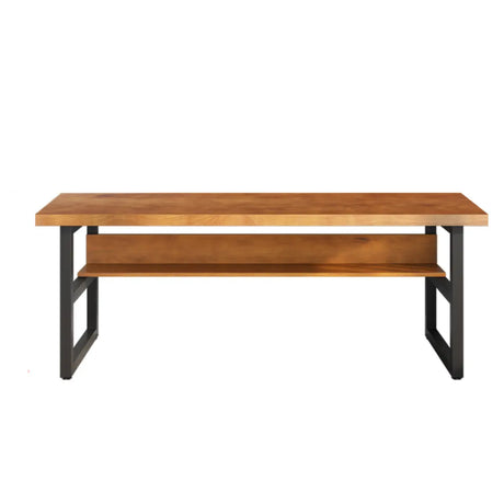 Wooden Brown Pine Butcher Block Sled Computer Desk Image - 2