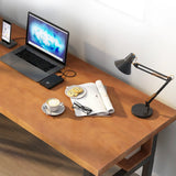 Wooden Brown Pine Butcher Block Sled Computer Desk Image - 5