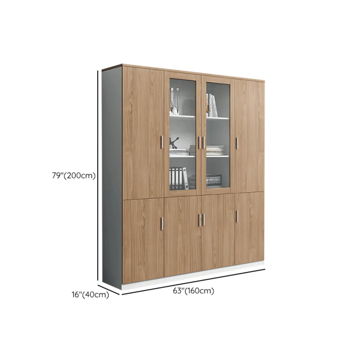 Wooden Clear View Doors Multipurpose Office Storage Cabinet Image - 14