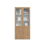 Wooden Clear View Doors Multipurpose Office Storage Cabinet Image - 2