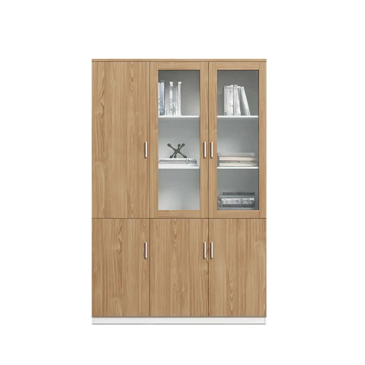 Wooden Clear View Doors Multipurpose Office Storage Cabinet Image - 3