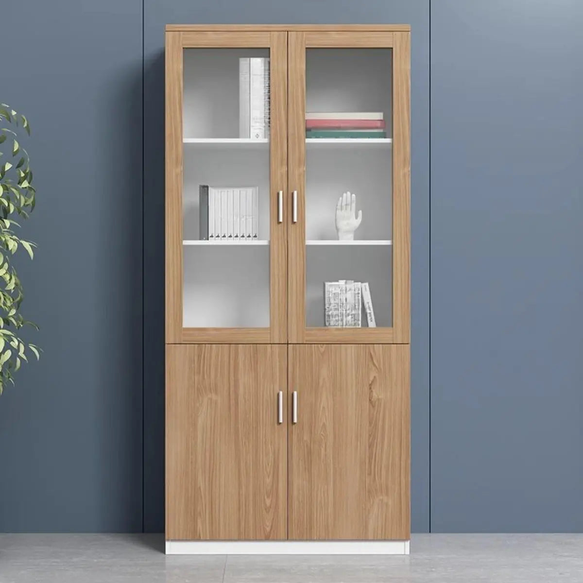 Wooden Clear View Doors Multipurpose Office Storage Cabinet Image - 6