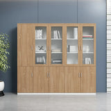 Wooden Clear View Doors Multipurpose Office Storage Cabinet Image - 7