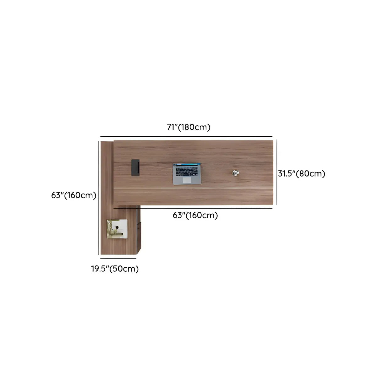 Wooden Drawers Shelf Cabinet L-Shape Computer Desk 