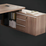 Wooden Drawers Shelf Cabinet L-Shape Computer Desk Image - 6