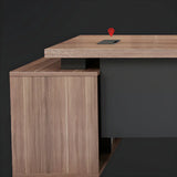 Wooden Drawers Shelf Cabinet L-Shape Computer Desk Image - 7