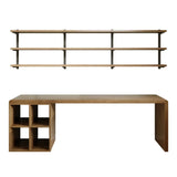 Wooden Exterior Shelving Rectangular Writing Desk Image - 10