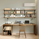 Wooden Exterior Shelving Rectangular Writing Desk Image - 4