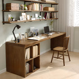 Wooden Exterior Shelving Rectangular Writing Desk Image - 6