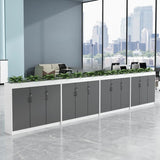 Wooden Grey Modern Office Storage Cabinet with Shelves Image - 1