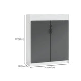 Wooden Grey Modern Office Storage Cabinet with Shelves Image - 19