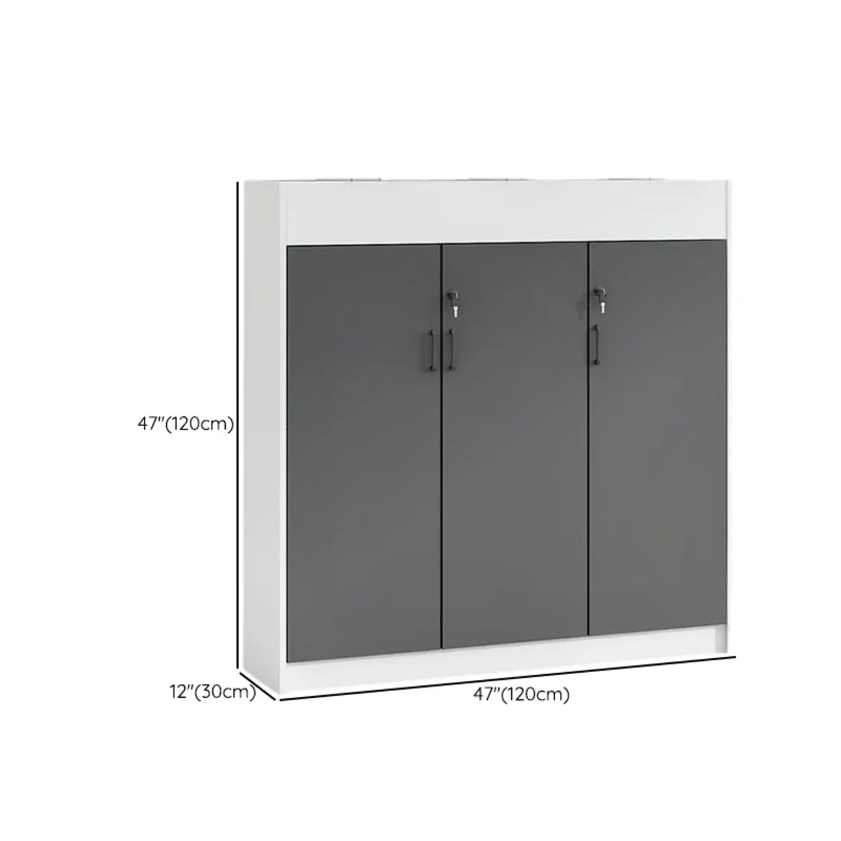 Wooden Grey Modern Office Storage Cabinet with Shelves Image - 22