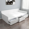 Wooden Headboard Storage Bed with Guardrail and Drawers Image - 3